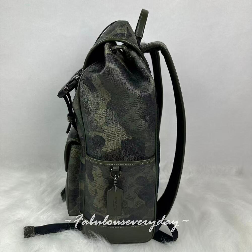 COACH MEN'S Signature Camo League Flap Backpack In Signature Camo CAF98 NWT - Picture 2 of 8
